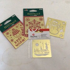 COLLECTION OF 4 CHRISTMAS  BRASS STENCILS BIRTHDAYS ETC ART & CRAFT CARD-MAKING