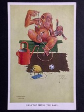 Gran'pop Minds the Baby! Vintage Lawson Wood Comic Postcard E22