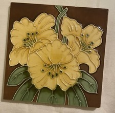 ART NOUVEAU TILE Floral design possibly Pilkington Unused. 6 Inches Square