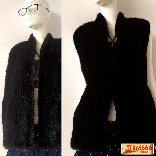 Knitted real mink fur vest - knitted,