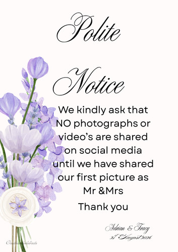 Polite notice wedding - polite,