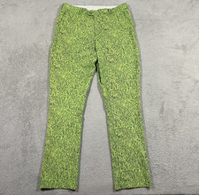 Loudmouth Golf Pants Mens 32x34 Green Grass Print Performance Stretch