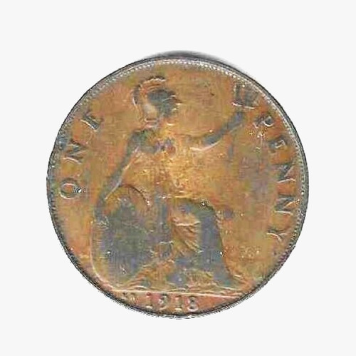 English penny 1918 in - "k.n"penny,