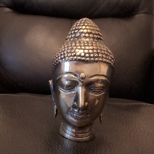 Vintage silver metal buddha - silver,