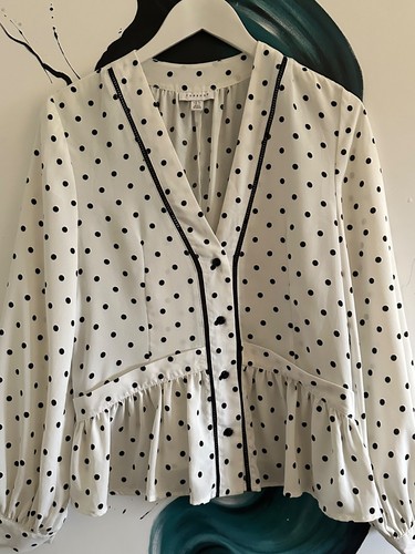Topshop polka dot blouse size - polka,