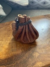 SMALL LEATHER DRAWSTRING POUCH coin change purse money pouch gift bag *HANDMADE*