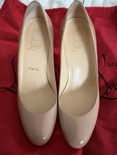 Christian Louboutin Women's Leather Nude Patent Shoes. Size 37.