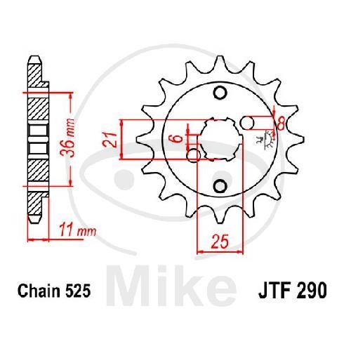 Pinion tooth pitch 525 for - tooth,