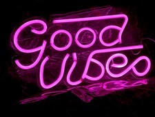 Good Vibes LED Neon Sign Light Wall Hanging Art Lamp Home Room Bar Party Decor