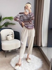 Pleats Please Issey Style Pleated Long Sleeve Top with Geometric Print