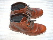 BROWN LEATHER BROGUE BOOTS