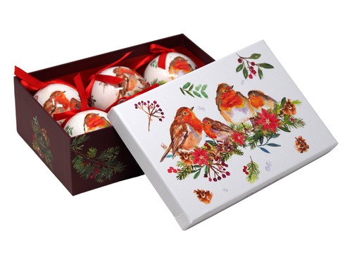 Robin watercolour baubles - robin,