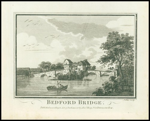 1786 antique print bedford - antique,