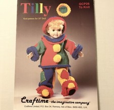 GCP26 - Craftime - Tilly Toy Doll Dress Clown Costume - One Size 18 Inch Doll