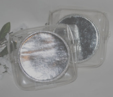 MAC COSMETICS 2 Pc. Clear MAKEUP COSMETIC  BAGS~ Metallic Silver Front NEW