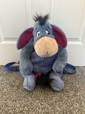 Disney Store Eeyore Sparkly Plush Backpack bag Adjustable Blue Straps  RARE