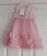 NEW MONSOON Party Perfect - Age 12 - 18 Months - Pink 3D Roses Tulle Dress