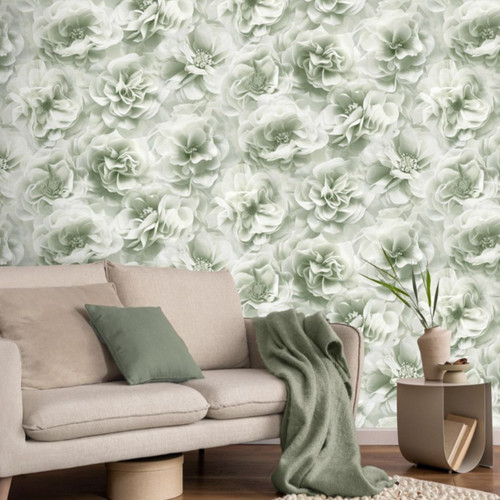 Green floral wallpaper - floral, 3d