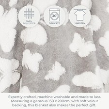 Grey Butterfly Sherpa Fleece