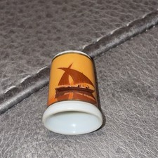 Thimble Collectors Club  Limoges China Thimble La Seynie France Ships At Sunset