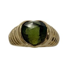 Rare Vintage Bvlgari Tourmaline Fancy Rose Cushion 18k Yellow Gold Doppio Ring