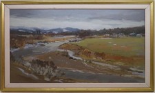 Alastair Flattely RWA - Scottish Impressionist Oil Painting WINTER RIVER DEE