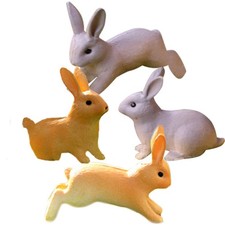  4 Pcs Rabbit Crafts Ornaments Mini Bunny Figures Decoration Resin Statue