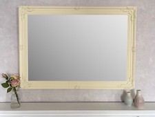 Cream Extra Large Antique Style Wall Mirror with Hardwood Frame –Size 106 x 75cm