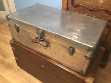 MID-CENTURY GERMAN STEAMER TRUNK, POLISHED ALUMINIUM CIRCA-1950.