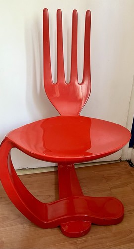 Vintage red spoon - and, fork