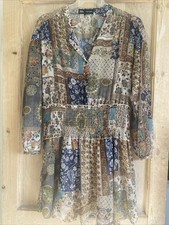 Zara Ladies Long Sleeve Mini Dress, Tunic, beach coverup, top Size L New  