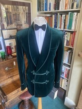 Turnbull & Asser of Jermyn Street Double Breasted Green Velvet Smoking Jacket