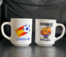 2 Vintage 1982 World Cup Mugs, Beakers , Espana 82 Narenjito