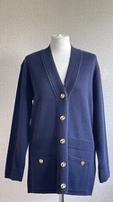 New Grazia Made In Italy Cardigan Sweater Blend Wool Size 10/38 Navy
