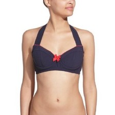 FIFI CHACHNIL LES MARINES 'SAPRISTI' UNDERWIRED HALTER BIKINI TOP DARK BLUE/RED