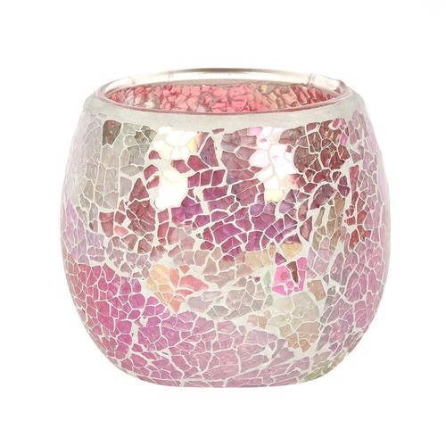 Pink iridescent crackle - crackle, candle