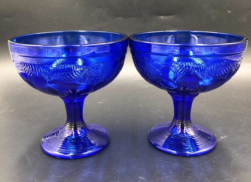 Pair cobalt blue glass - glass, fruit