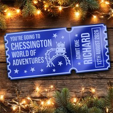 Blue Mirror Acrylic Ticket Chessington World Of Adventures Theme Park Custom