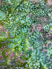 4.1 metres Vibrant Green Pattern Hand Stamped 100% Cotton Batik Fabric