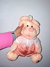 PUFFALUMP peach TEDDY BEAR soft NYLON toy + CLOTHES FISHER PRICE VINTAGE