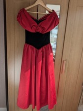 Vintage Red Princess Dress 8 10 S Prom Formal Gown 1980s Off The Shoulder Party