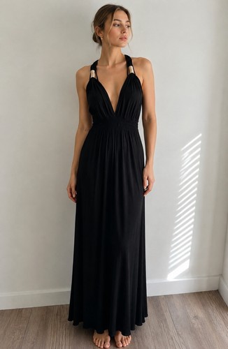Black grecian style dress with - black,