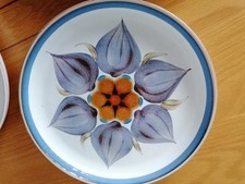 Denby Langley Chatsworth Dinner Plate 26cm Blue Vintage Stoneware Hand Painted