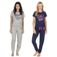 Women's Mon Amie Short Sleeve Jersey Top & Pants Pyjama Set Lounge Wear, B71