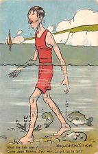 POSTCARD  DONALD MCGILL WHAT THE FISH SAW GENT PADDLING