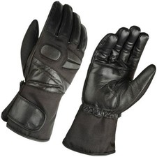 AKITO EASY LEATHER & TEXTILE SUMMER TOURING MOTORCYCLE MOTORBIKE GLOVES BLACK -T
