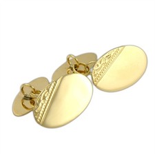 9ct Gold Engraved Oval