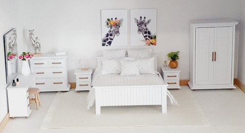 Miniature dolls house bedroom - house,