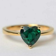 14k Yellow Gold Finish 2 Ct Heart Shape Diamond Solitaire Engagement Love Ring