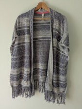 Weird Fish Blue Pattern Longline Aztec Boho Knitted Cardigan Women’s Size 12